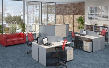 Офисный комплект мебели IMAGO четыре рабочих места, стол для переговоров в Магнитогорске - предосмотр 1